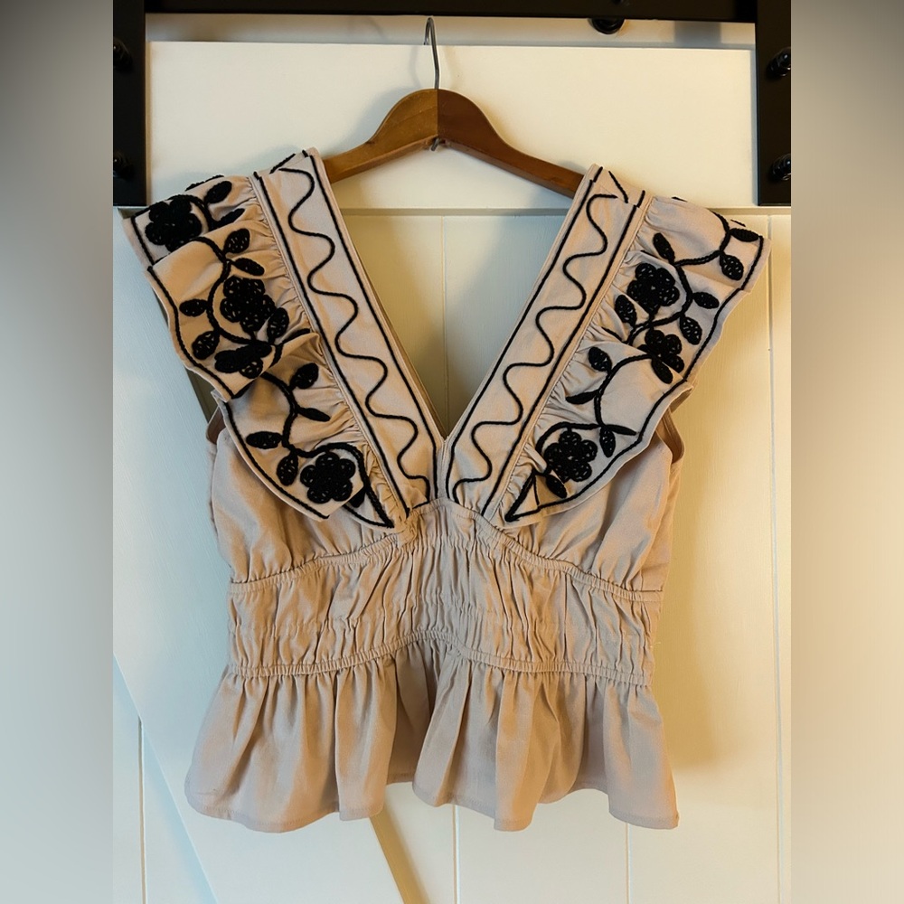 Beige & Black floral top